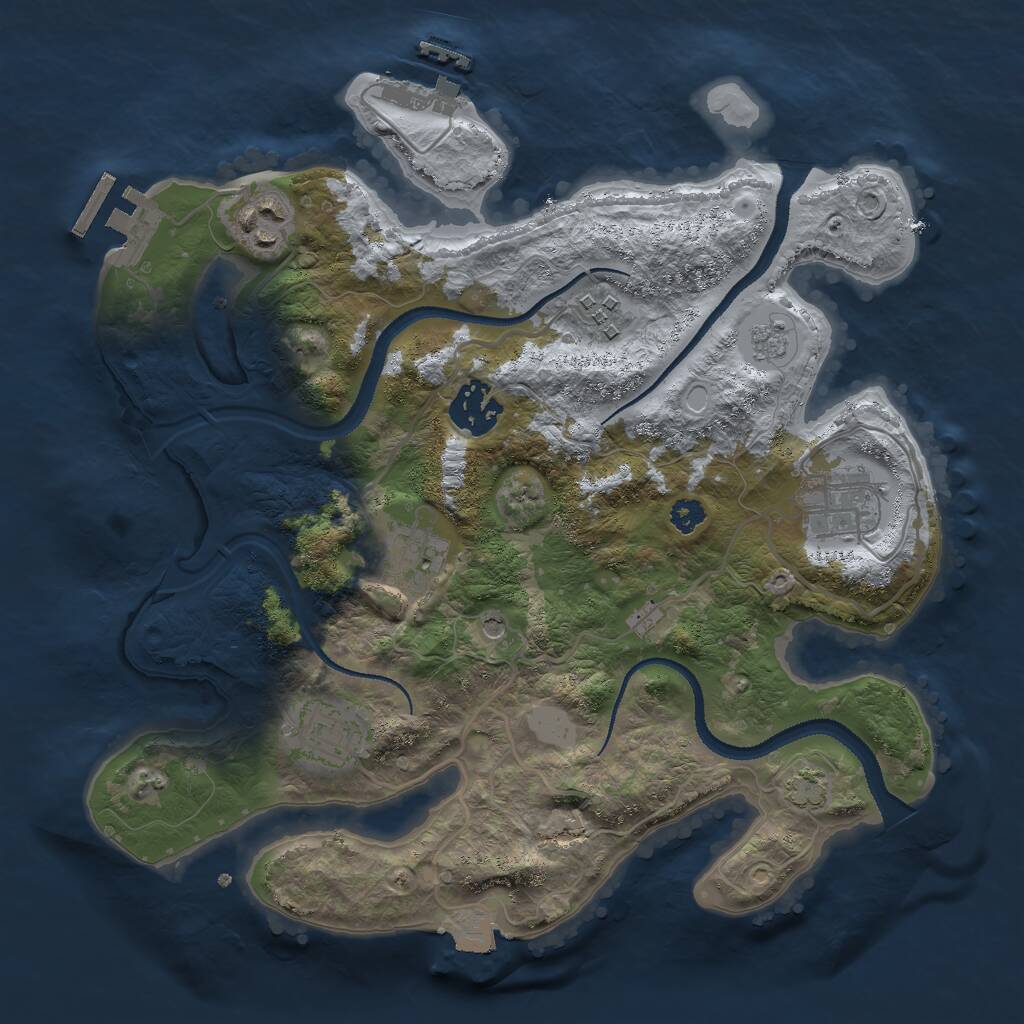 Rust Map: Procedural Map, Size: 3000, Seed: 960078, 12 Monuments