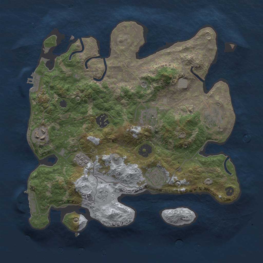 Rust Map: Procedural Map, Size: 3000, Seed: 10945, 15 Monuments