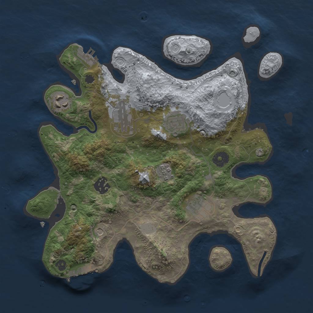 Rust Map: Procedural Map, Size: 3000, Seed: 491182978, 14 Monuments