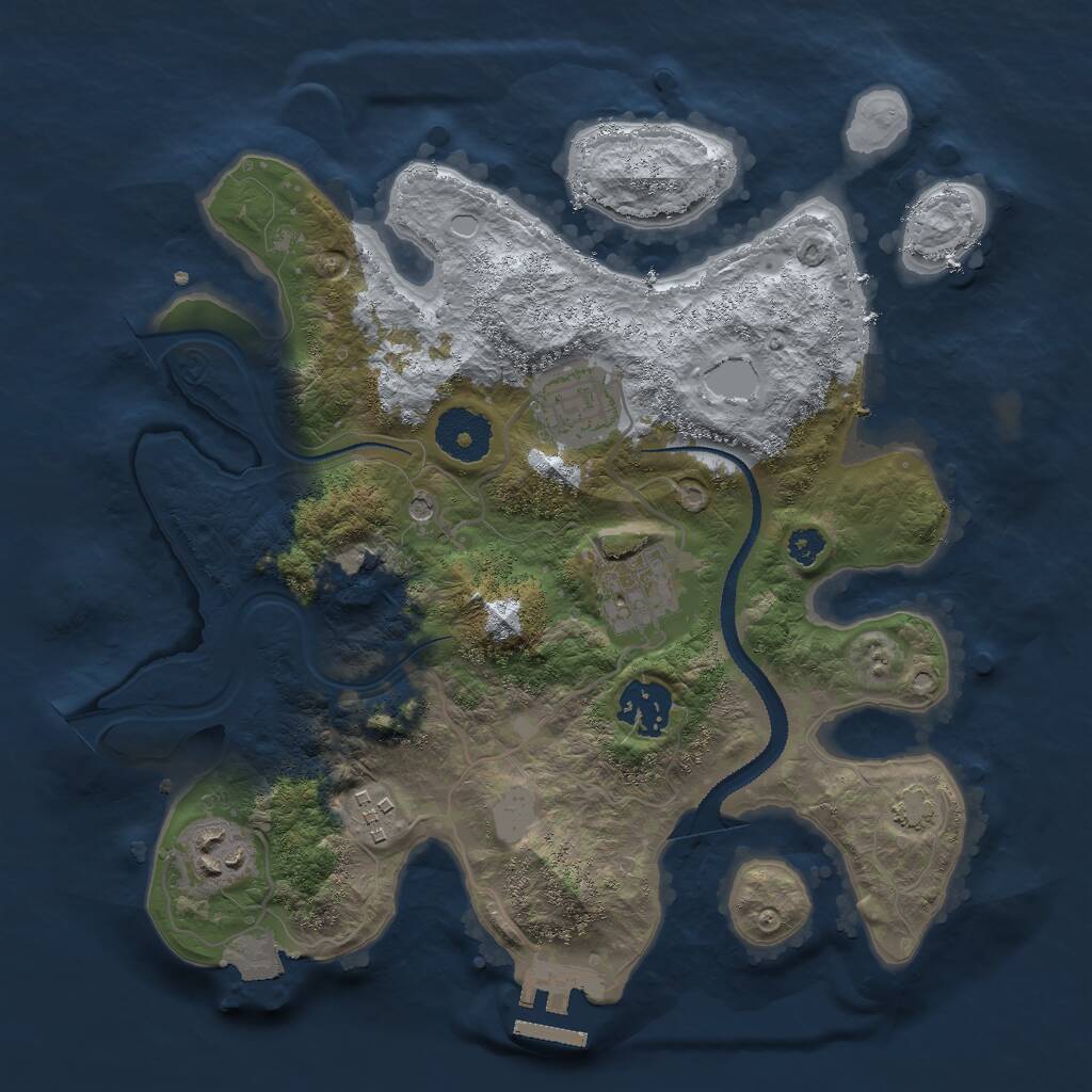 Rust Map: Procedural Map, Size: 3000, Seed: 491182978, 9 Monuments