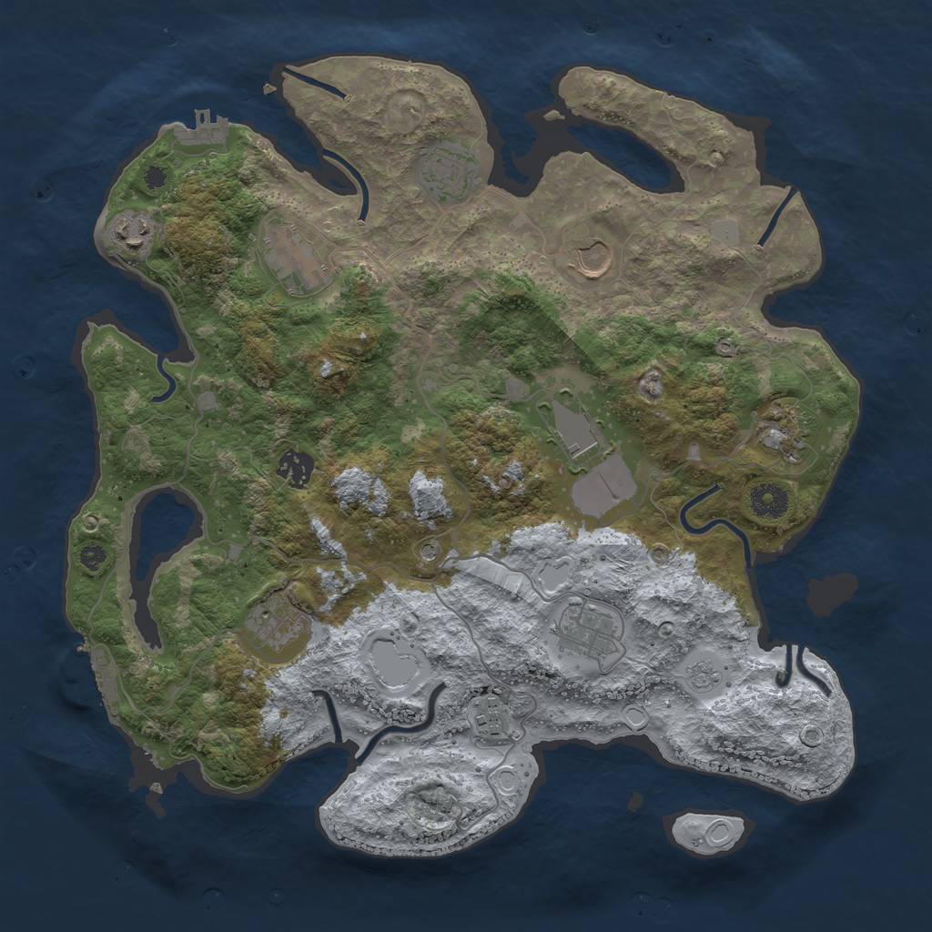 Rust Map: Procedural Map, Size: 3750, Seed: 9910184, 19 Monuments