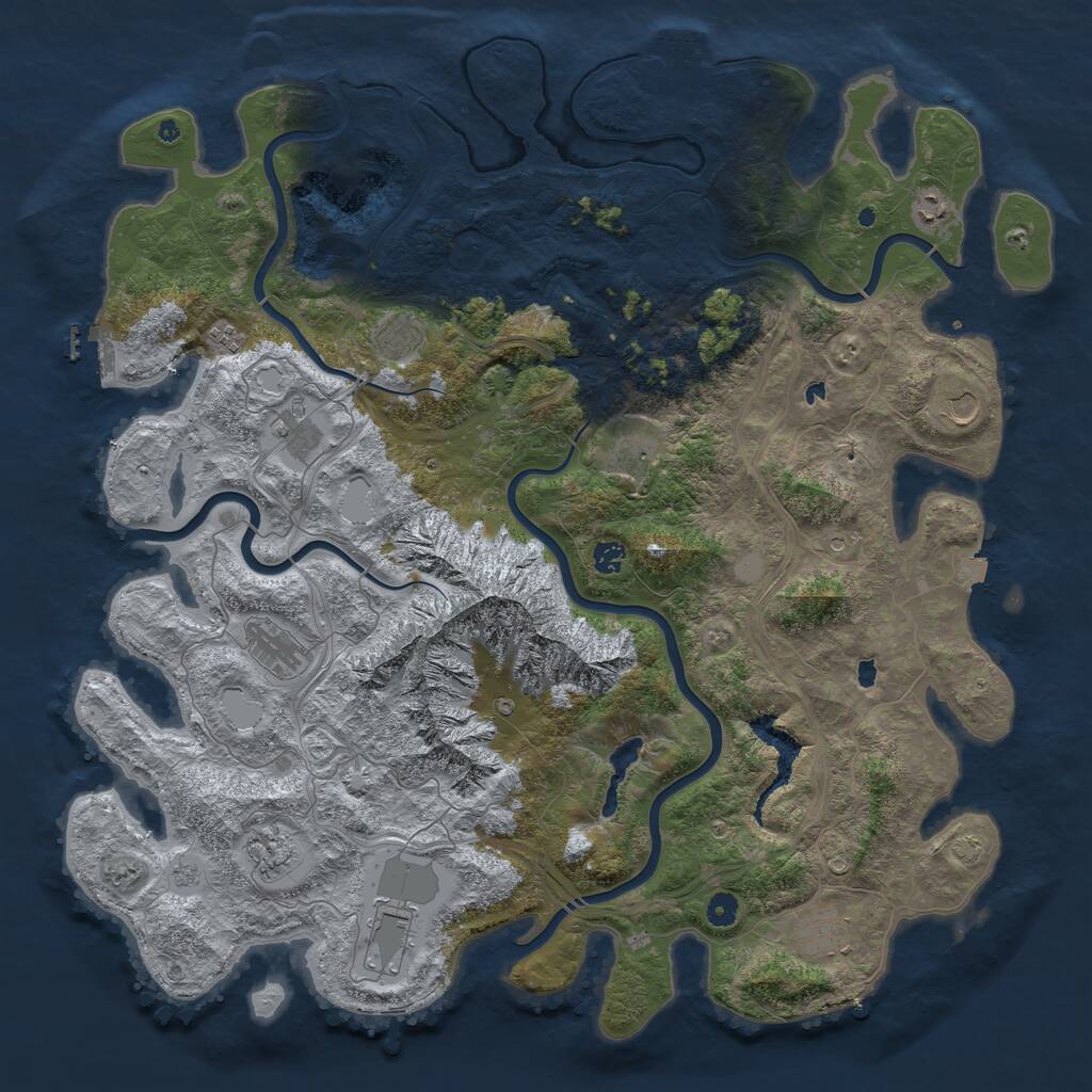 Rust Map: Procedural Map, Size: 5000, Seed: 7272, 17 Monuments