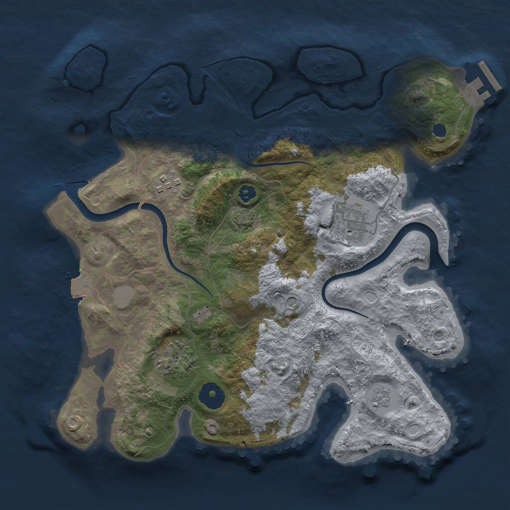 Rust Map: Procedural Map, Size: 3000, Seed: 686560396, 8 Monuments