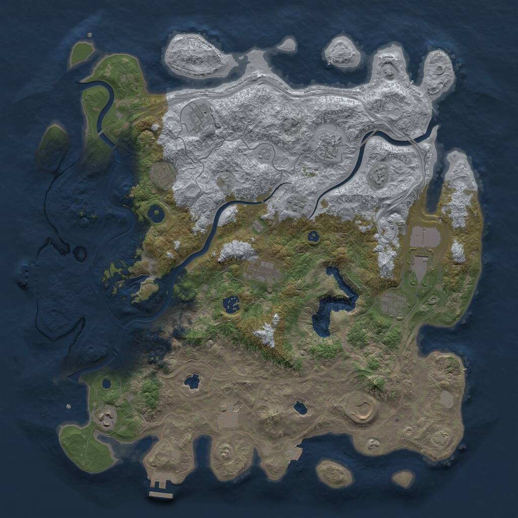 Rust Map: Procedural Map, Size: 4500, Seed: 1638252807, 17 Monuments
