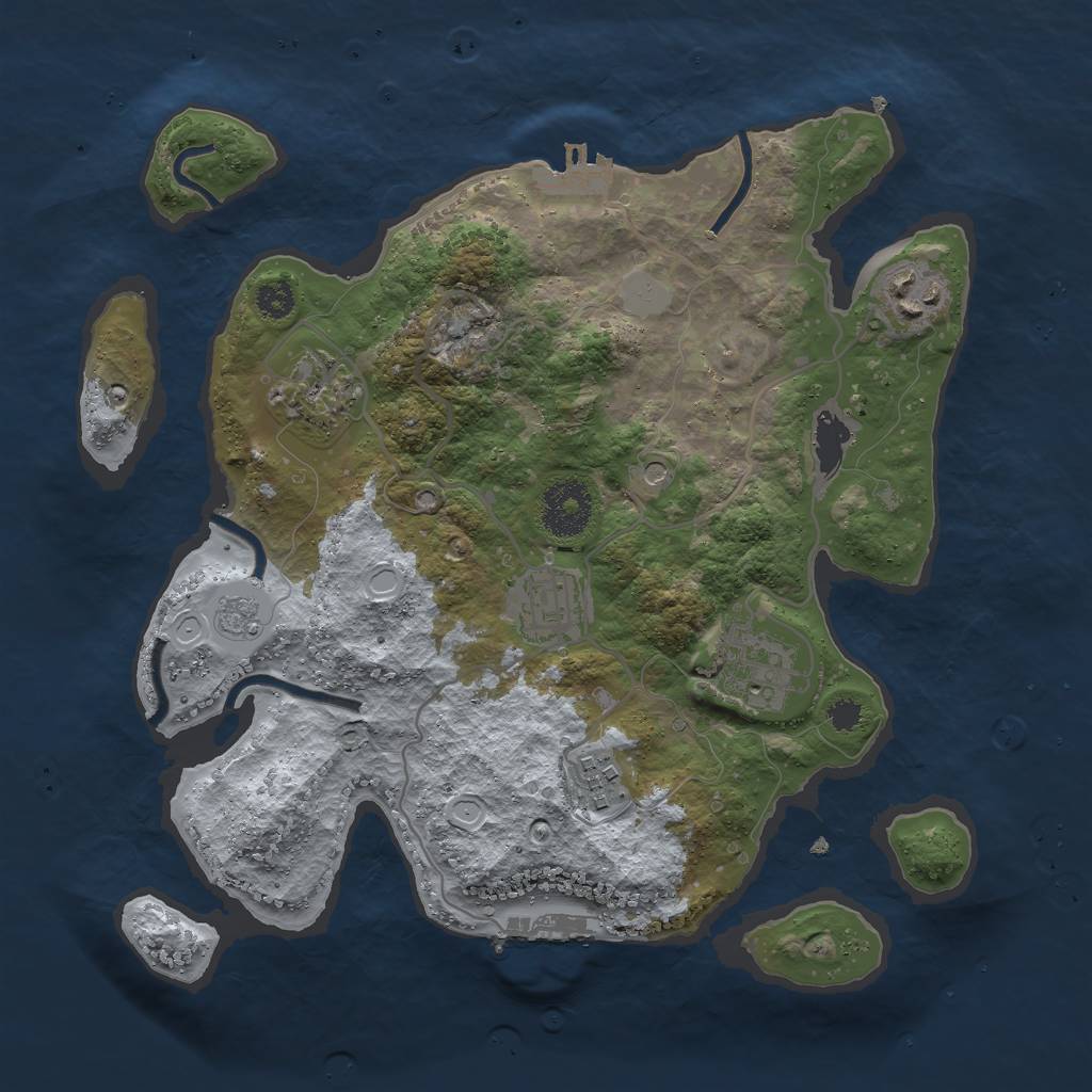 Rust Map: Procedural Map, Size: 3000, Seed: 1243313222, 14 Monuments