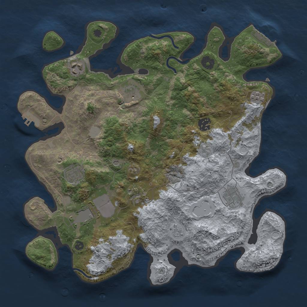 Rust Map: Procedural Map, Size: 3500, Seed: 808122529, 17 Monuments