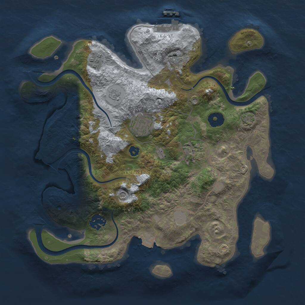 Rust Map: Procedural Map, Size: 3000, Seed: 2444525, 9 Monuments