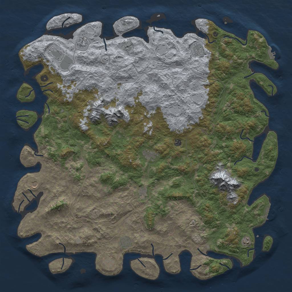 Rust Map: Procedural Map, Size: 6000, Seed: 1130147348, 20 Monuments