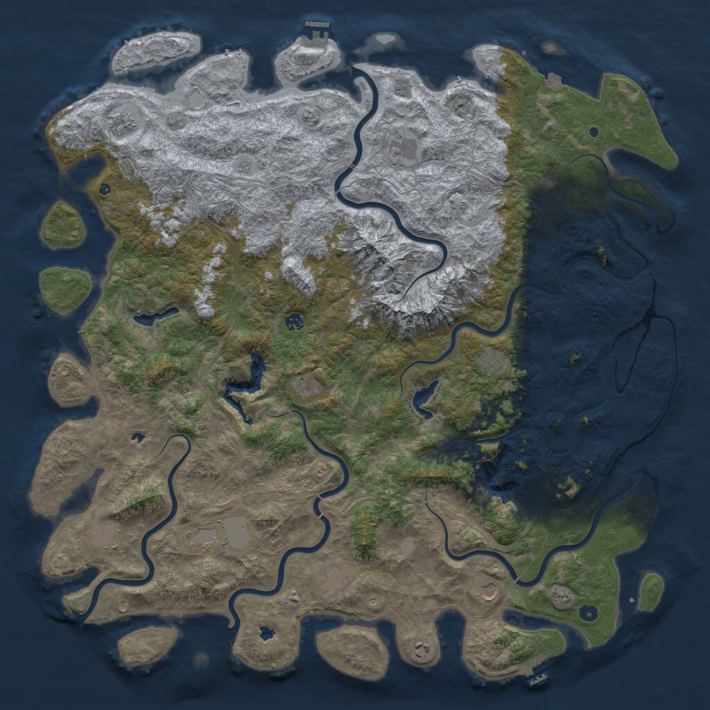 Rust Map: Procedural Map, Size: 6000, Seed: 1130147348, 17 Monuments