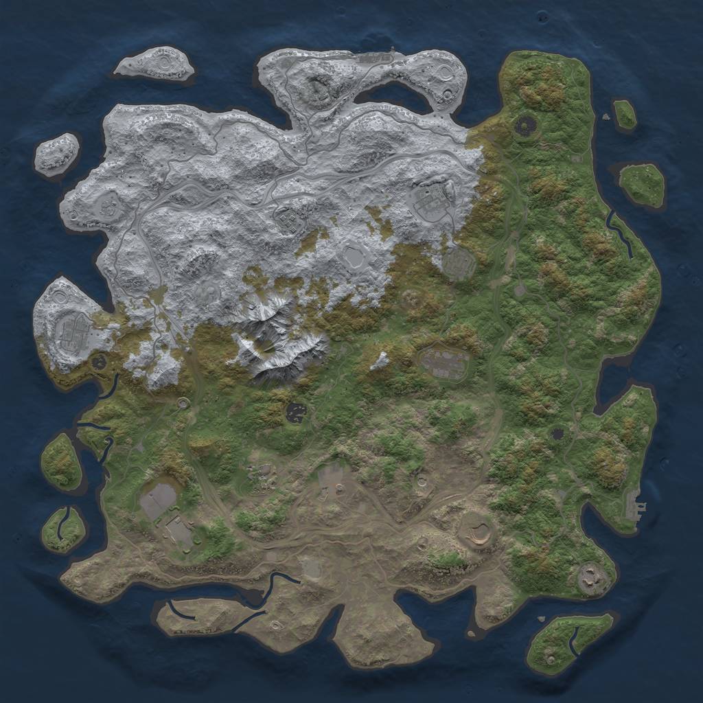 Rust Map: Procedural Map, Size: 5000, Seed: 1942295760, 20 Monuments