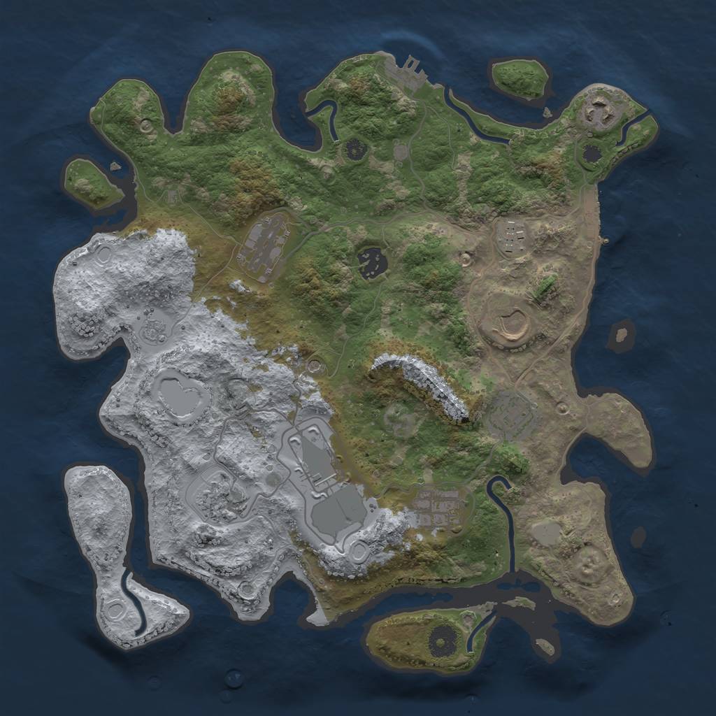 Rust Map: Procedural Map, Size: 3500, Seed: 1887284770, 18 Monuments