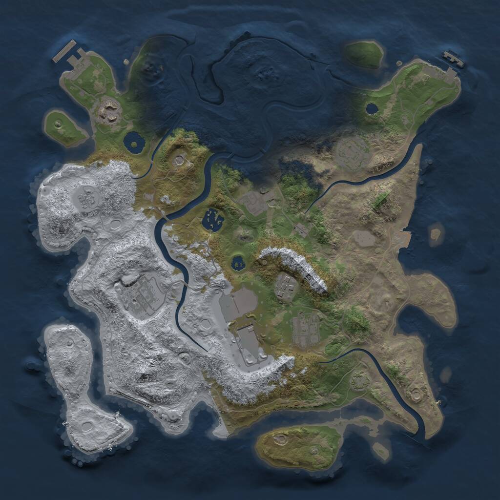 Rust Map: Procedural Map, Size: 3500, Seed: 1887284770, 14 Monuments