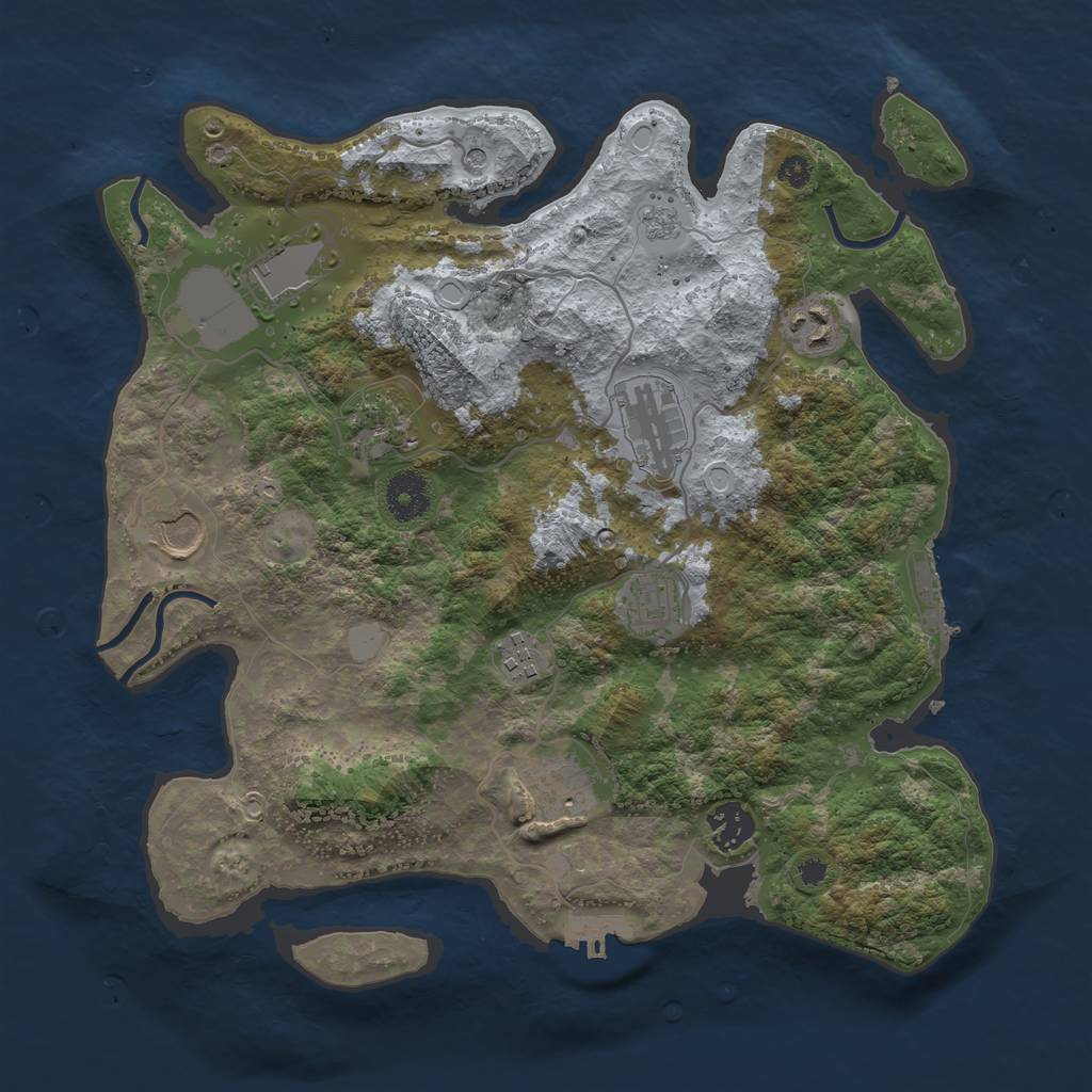 Rust Map: Procedural Map, Size: 3500, Seed: 443989397, 18 Monuments