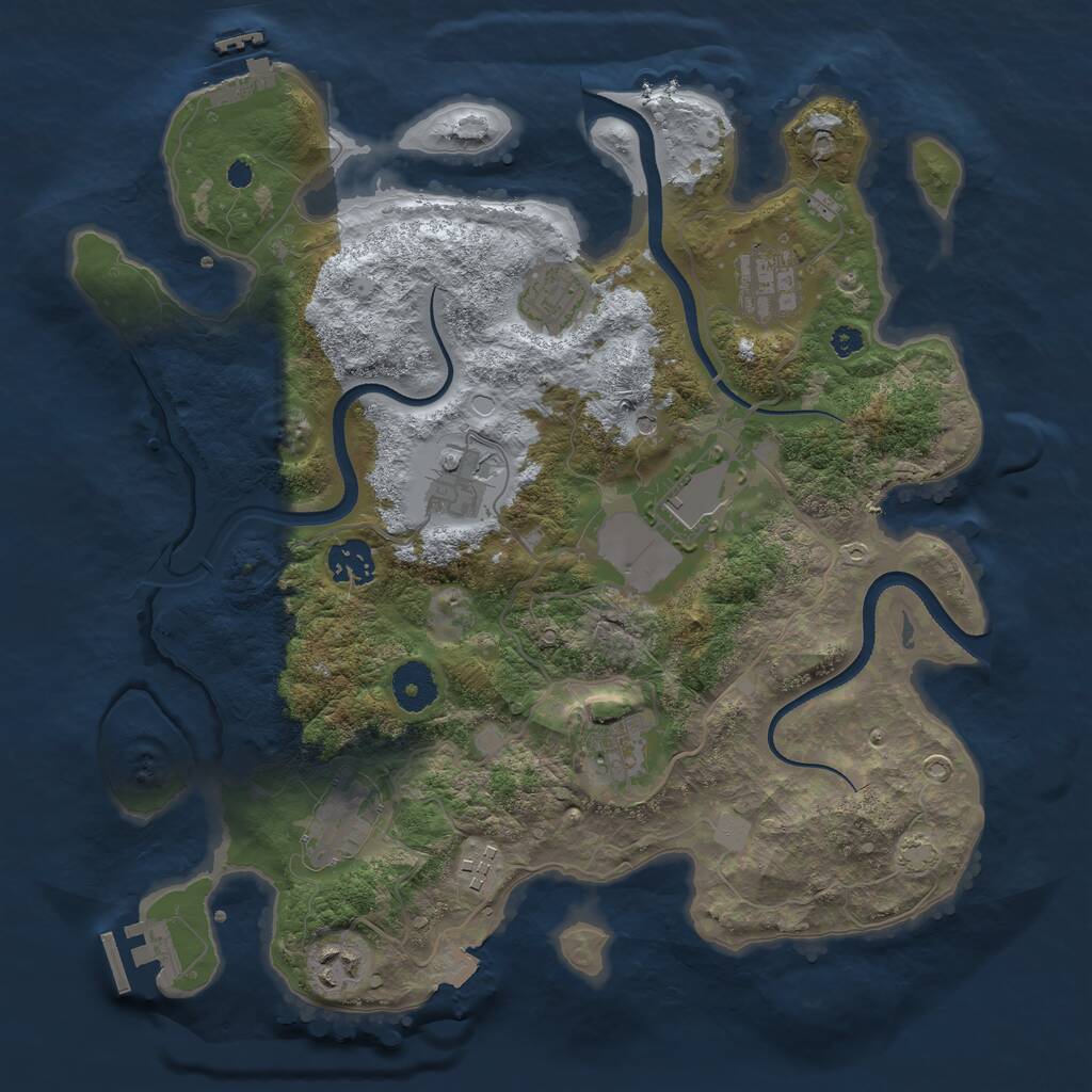 Rust Map: Procedural Map, Size: 3500, Seed: 28903, 14 Monuments