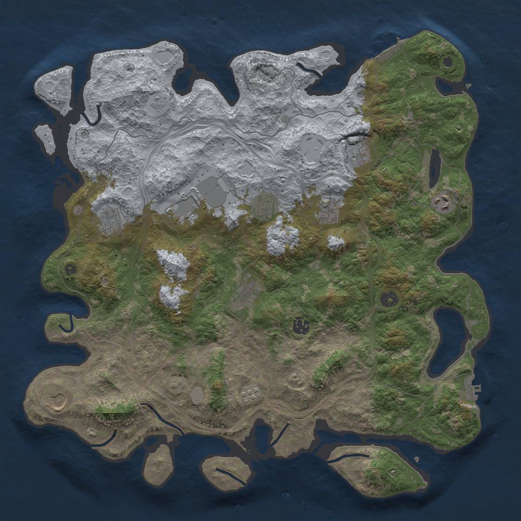 Rust Map: Procedural Map, Size: 4500, Seed: 544893216, 19 Monuments