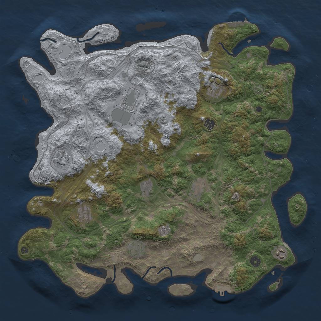 Rust Map: Procedural Map, Size: 4500, Seed: 499353192, 19 Monuments