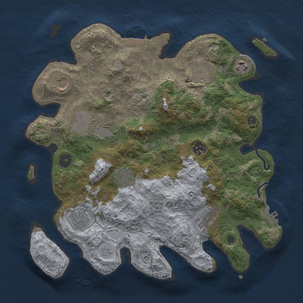 Rust Map: Procedural Map, Size: 3500, Seed: 959420590, 18 Monuments