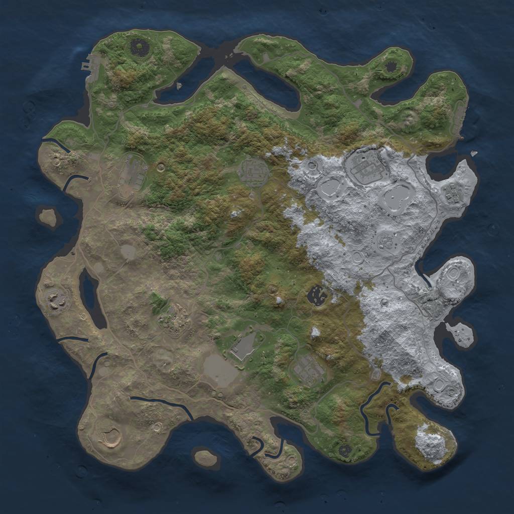 Rust Map: Procedural Map, Size: 4000, Seed: 302771, 19 Monuments
