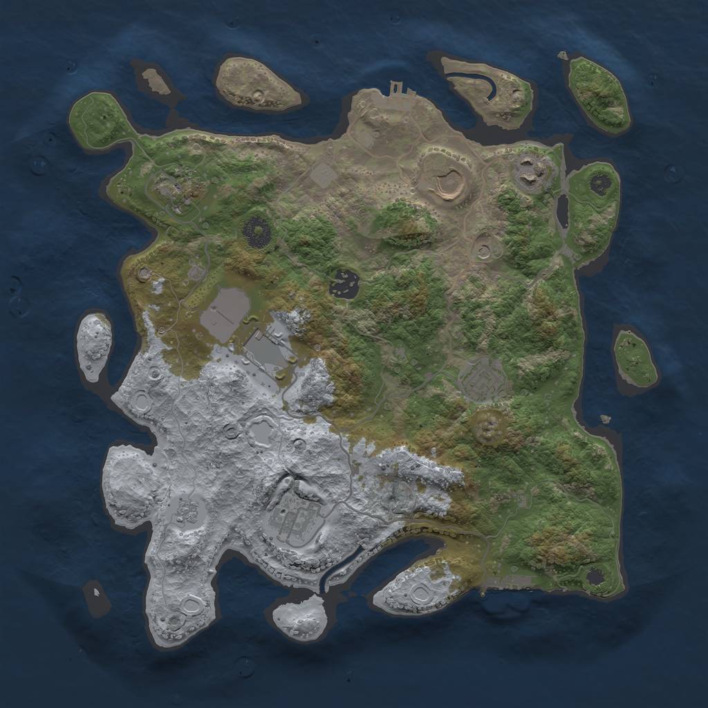 Rust Map: Procedural Map, Size: 3500, Seed: 1520866628, 16 Monuments