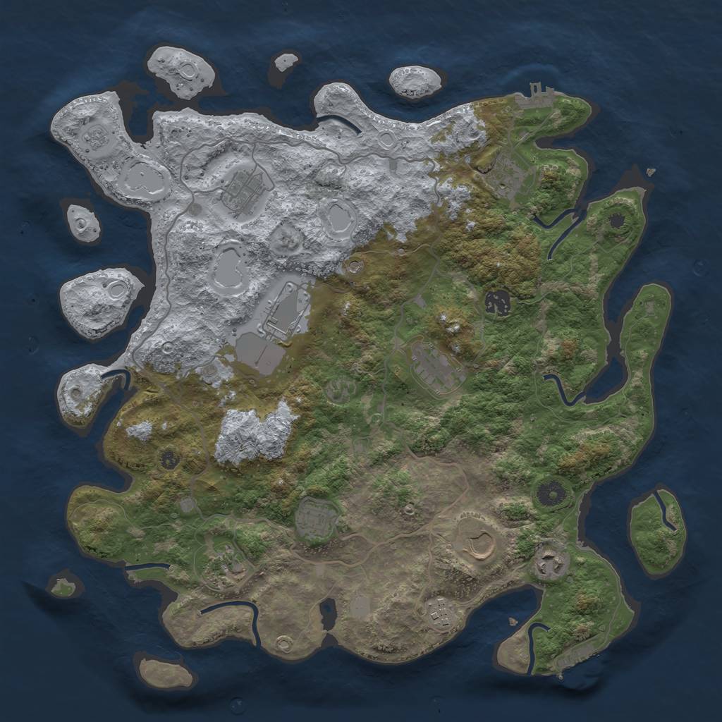 Rust Map: Procedural Map, Size: 4000, Seed: 68857102, 19 Monuments