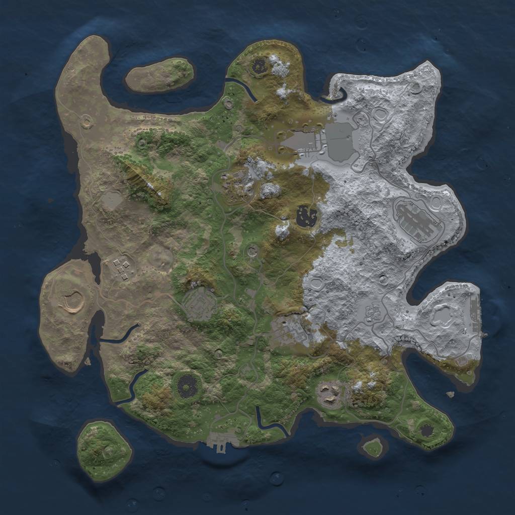 Rust Map: Procedural Map, Size: 3500, Seed: 564281616, 18 Monuments