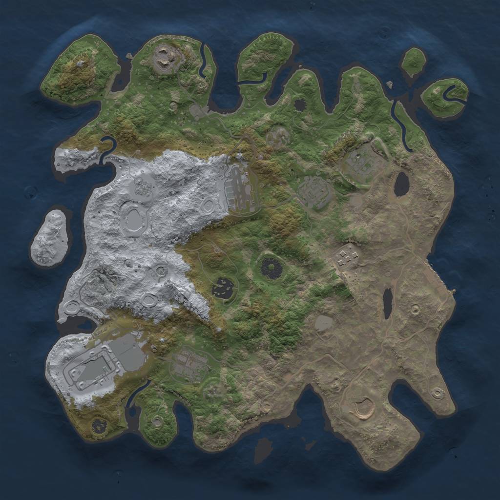 Rust Map: Procedural Map, Size: 3500, Seed: 24915409, 17 Monuments