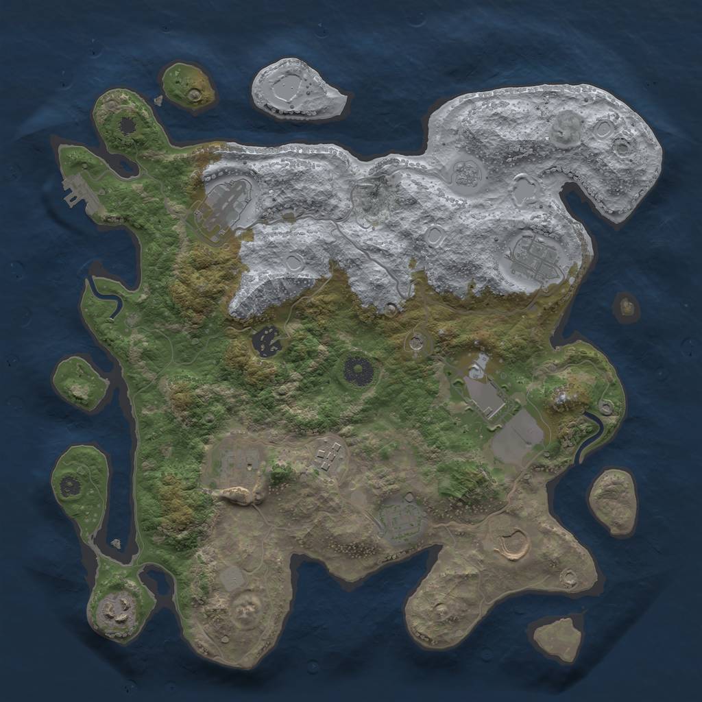 Rust Map: Procedural Map, Size: 3500, Seed: 5524, 17 Monuments