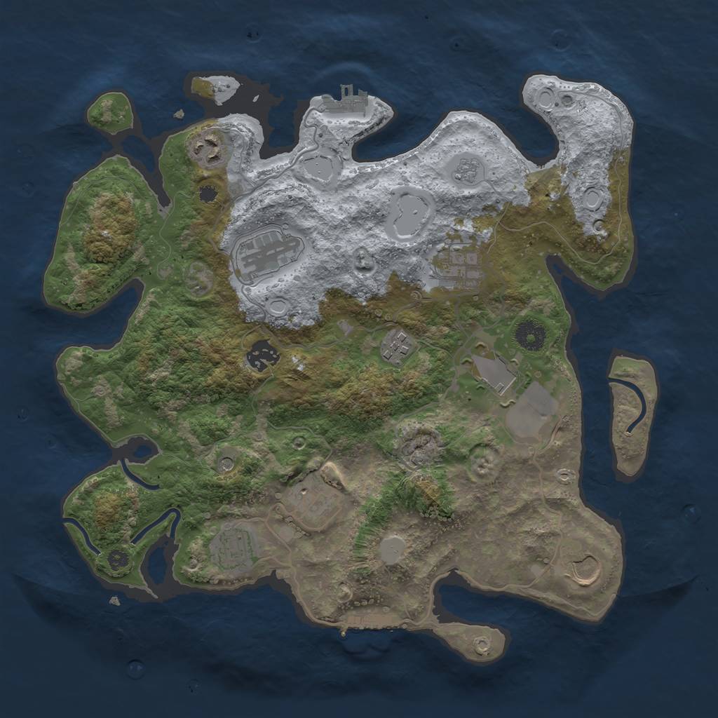 Rust Map: Procedural Map, Size: 3550, Seed: 4500, 18 Monuments