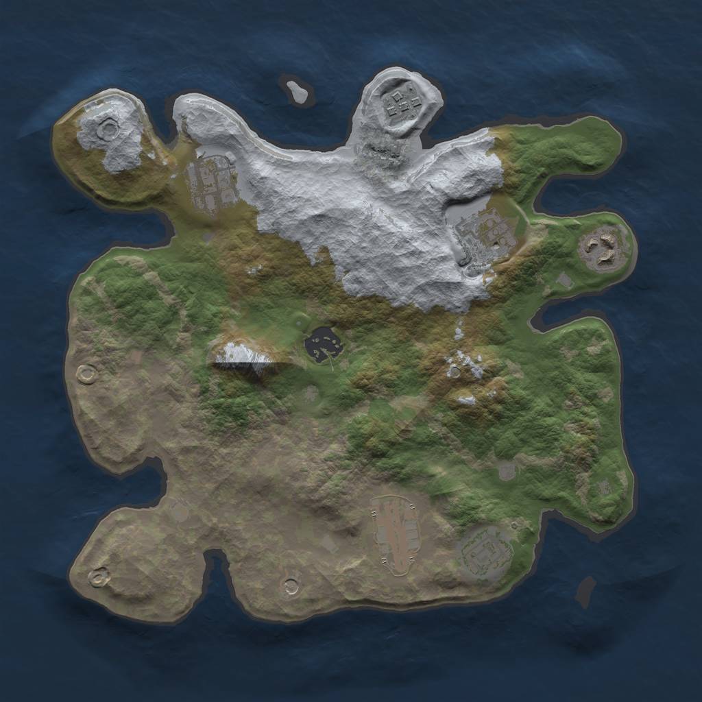 Rust Map: Barren, Size: 3000, Seed: 11365, 10 Monuments