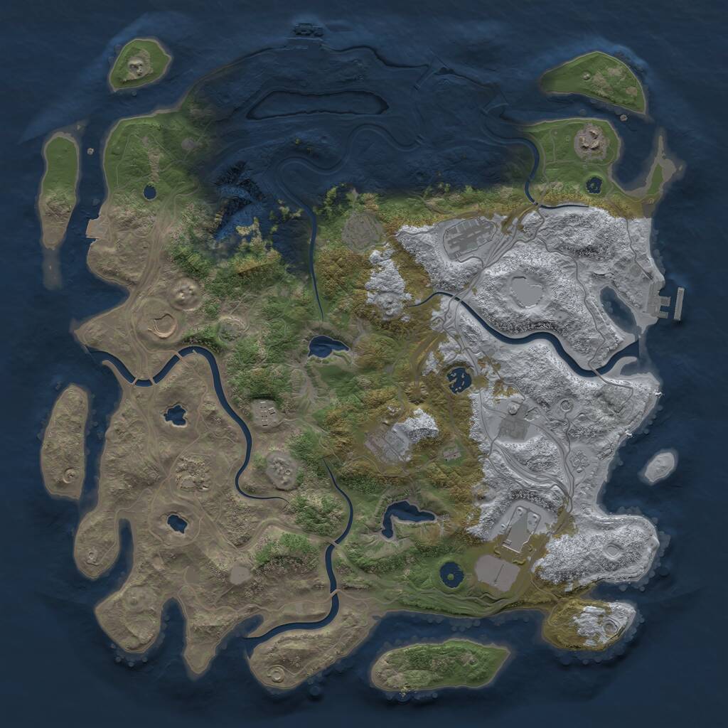 Rust Map: Procedural Map, Size: 4500, Seed: 1460598578, 16 Monuments