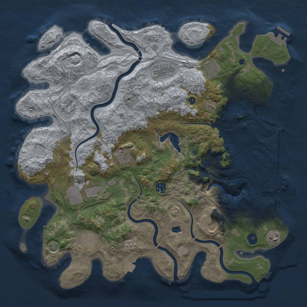 Rust Map: Procedural Map, Size: 4250, Seed: 401933622, 16 Monuments
