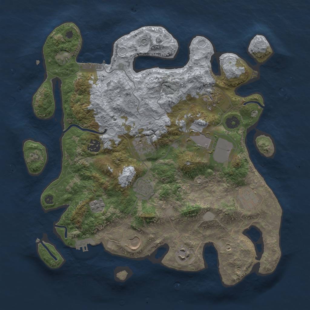 Rust Map: Procedural Map, Size: 3500, Seed: 677687250, 18 Monuments