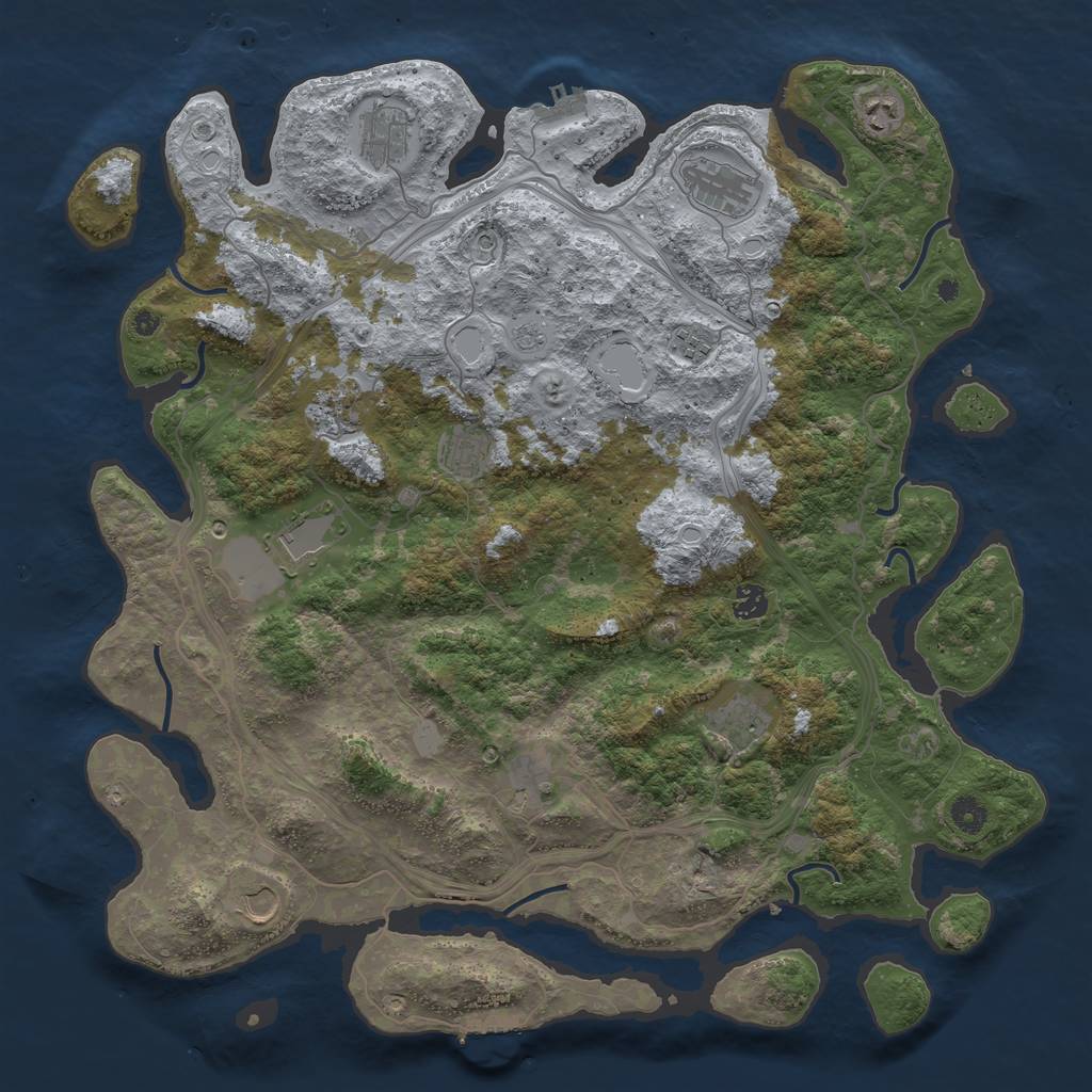 Rust Map: Procedural Map, Size: 4500, Seed: 525255, 20 Monuments