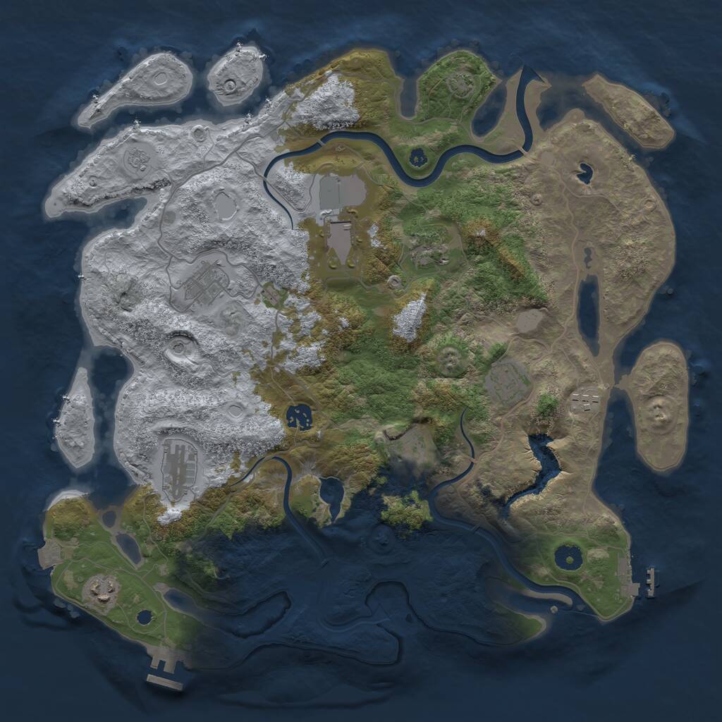 Rust Map: Procedural Map, Size: 4000, Seed: 5353553, 15 Monuments