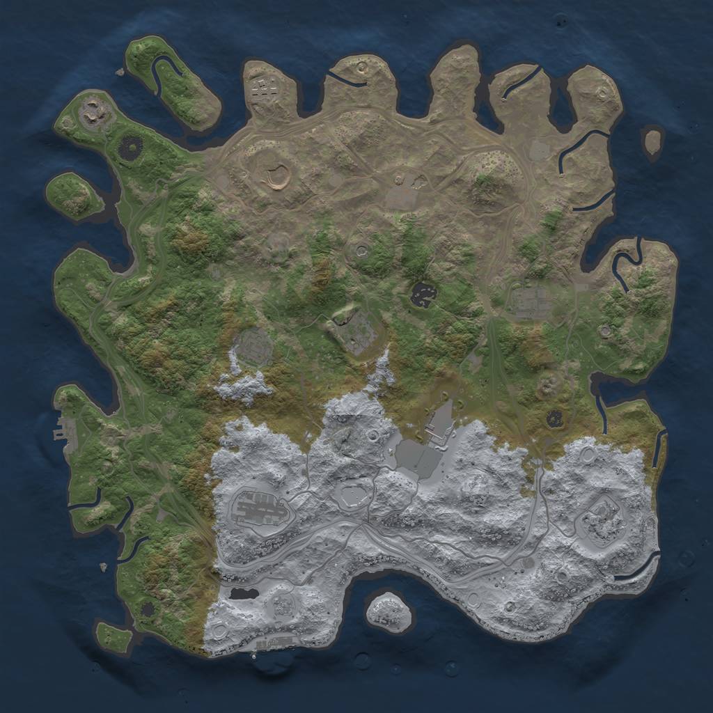Rust Map: Procedural Map, Size: 4250, Seed: 1958687072, 20 Monuments