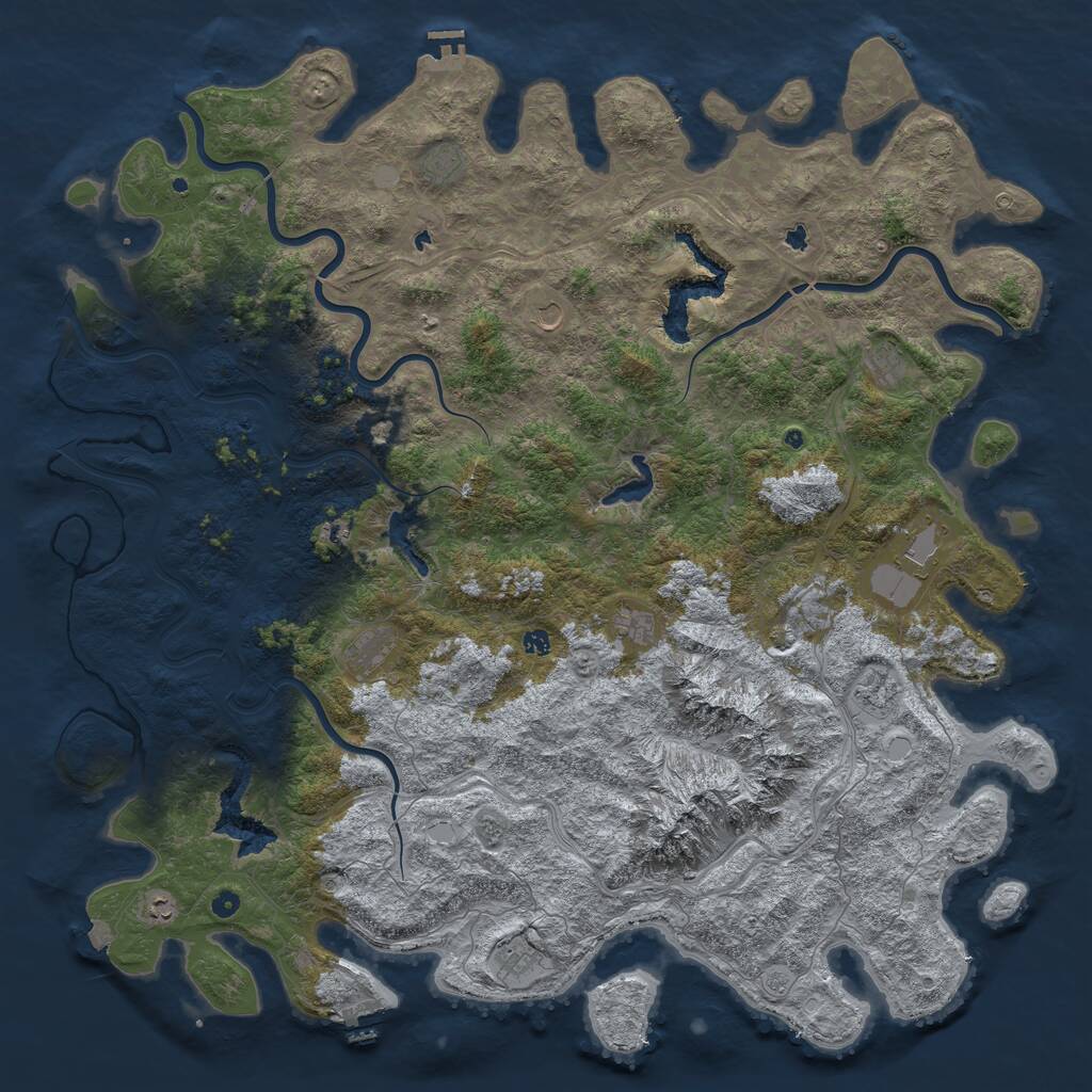 Rust Map: Procedural Map, Size: 6000, Seed: 77, 17 Monuments