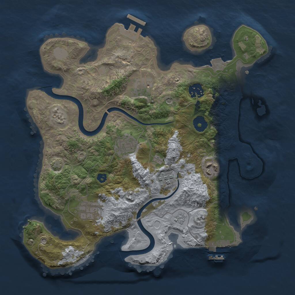 Rust Map: Procedural Map, Size: 3000, Seed: 4069751, 12 Monuments