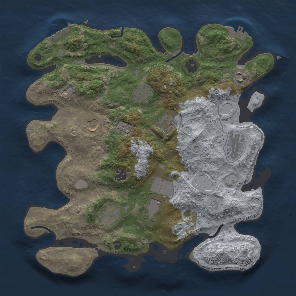 Rust Map: Procedural Map, Size: 3500, Seed: 789777, 18 Monuments