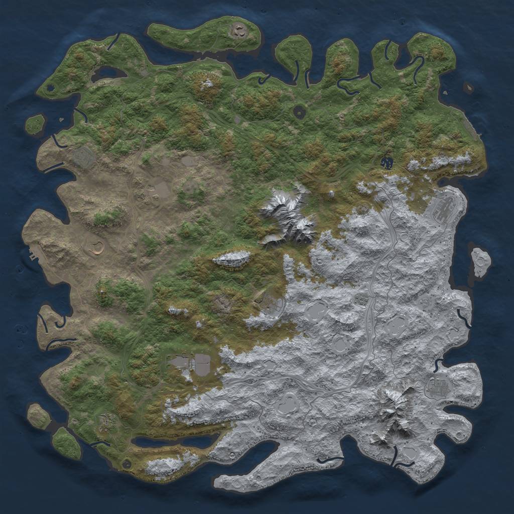 Rust Map: Procedural Map, Size: 6000, Seed: 843529816, 20 Monuments