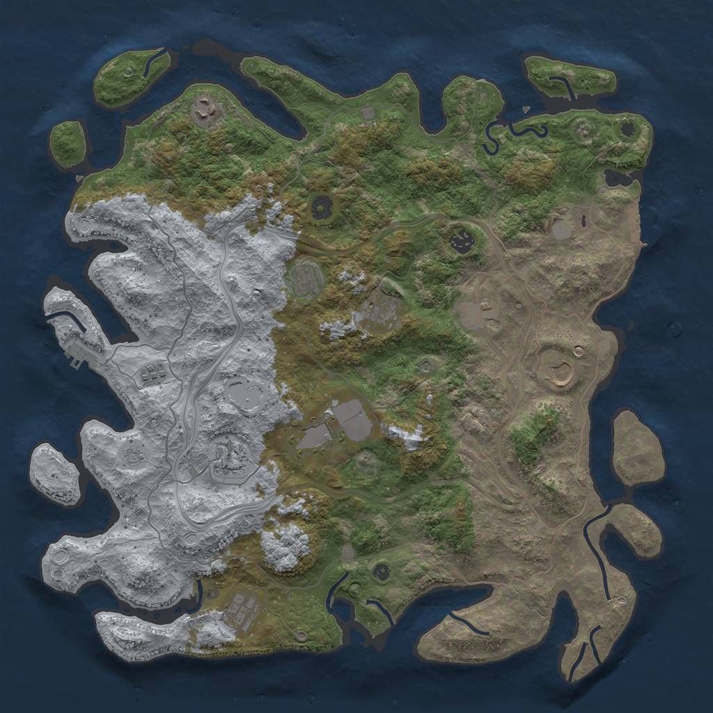 Rust Map: Procedural Map, Size: 4500, Seed: 1255467003, 19 Monuments