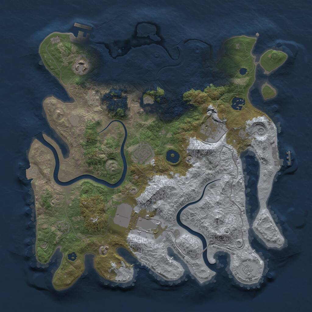 Rust Map: Procedural Map, Size: 3500, Seed: 471597533, 13 Monuments