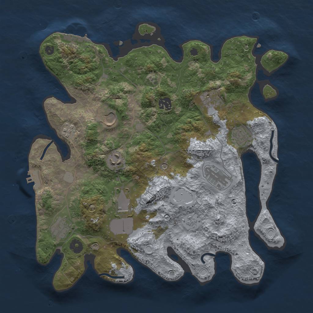 Rust Map: Procedural Map, Size: 3500, Seed: 471597533, 18 Monuments