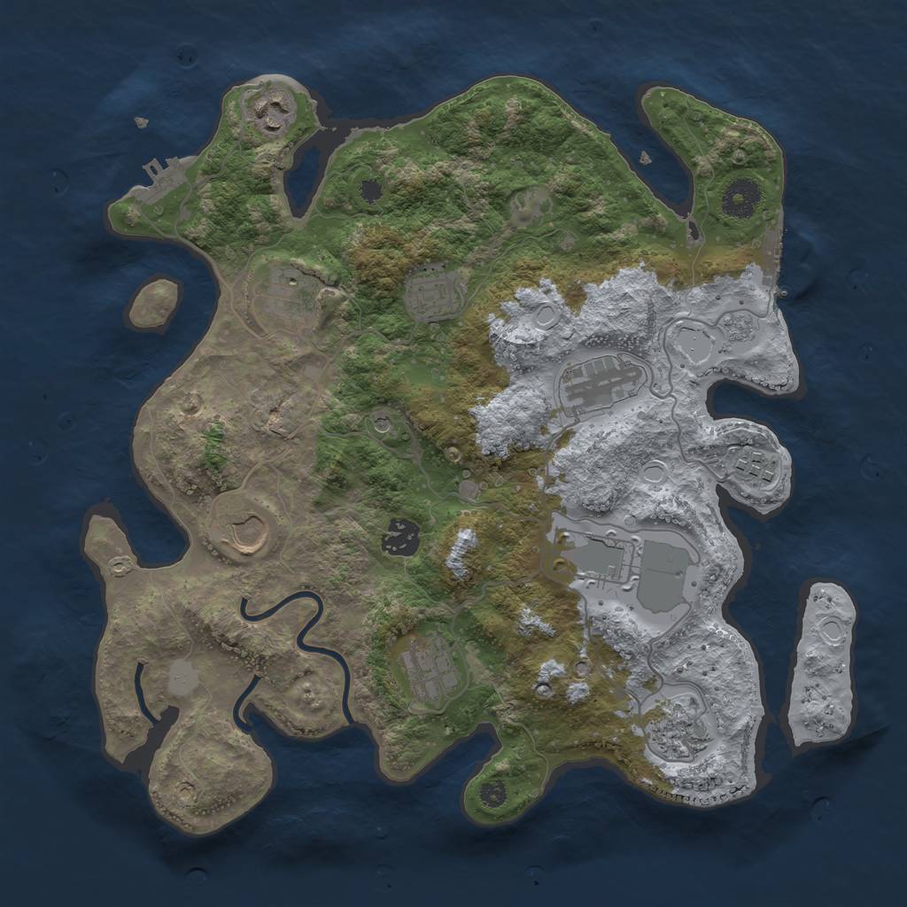 Rust Map: Procedural Map, Size: 3500, Seed: 94837227, 19 Monuments