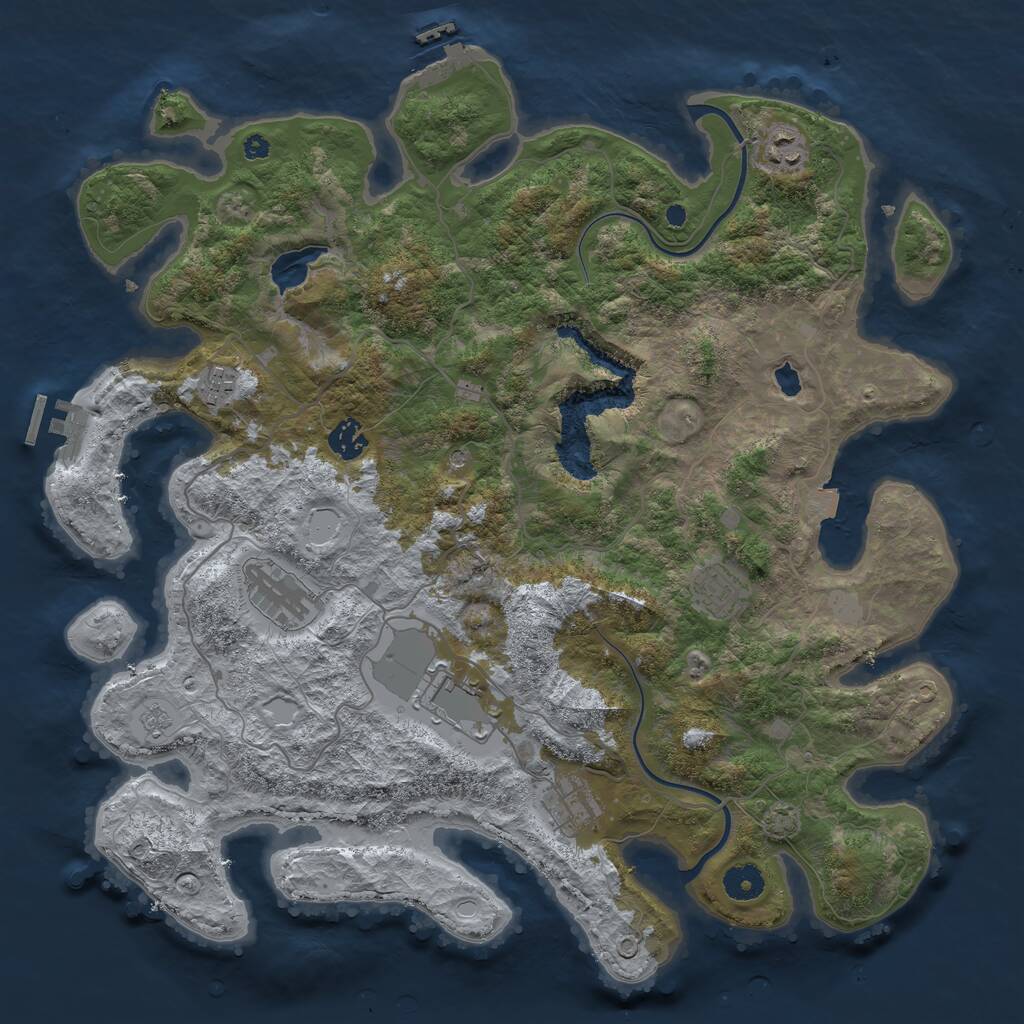 Rust Map: Procedural Map, Size: 4000, Seed: 142892629, 13 Monuments