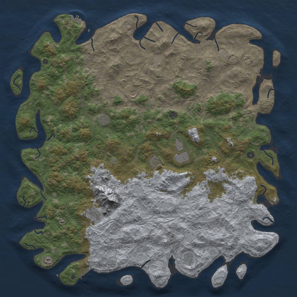 Rust Map: Procedural Map, Size: 6000, Seed: 2324, 20 Monuments