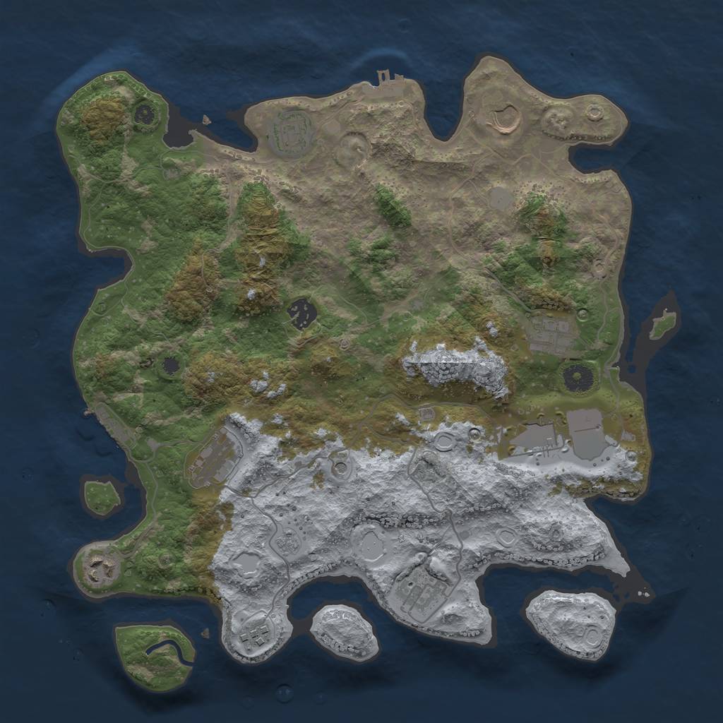 Rust Map: Procedural Map, Size: 3750, Seed: 166375611, 18 Monuments