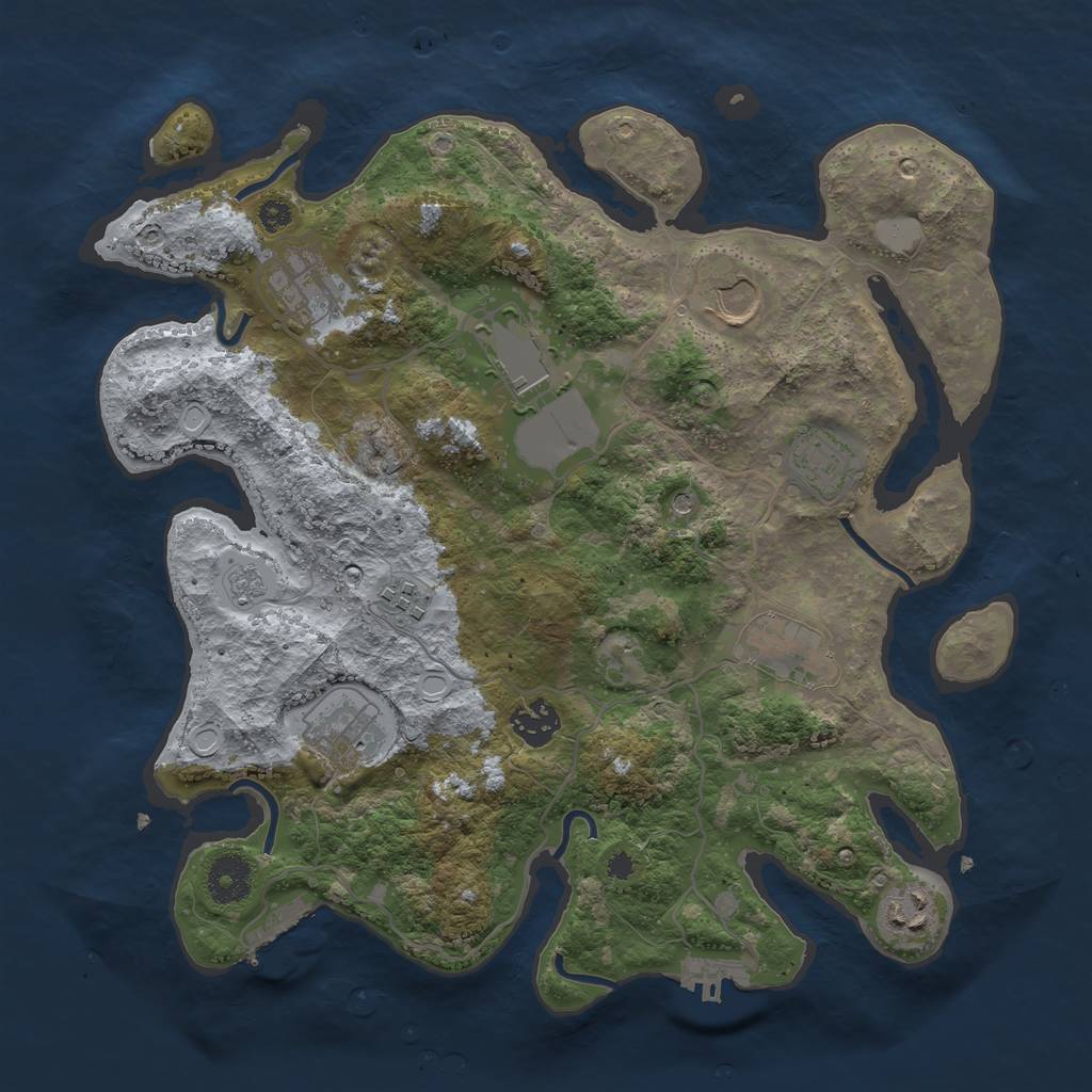Rust Map: Procedural Map, Size: 3500, Seed: 791295926, 18 Monuments