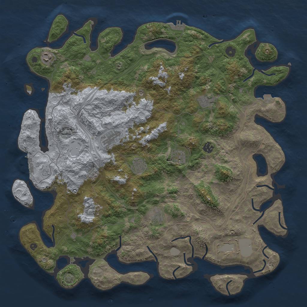 Rust Map: Procedural Map, Size: 4500, Seed: 1234567, 18 Monuments