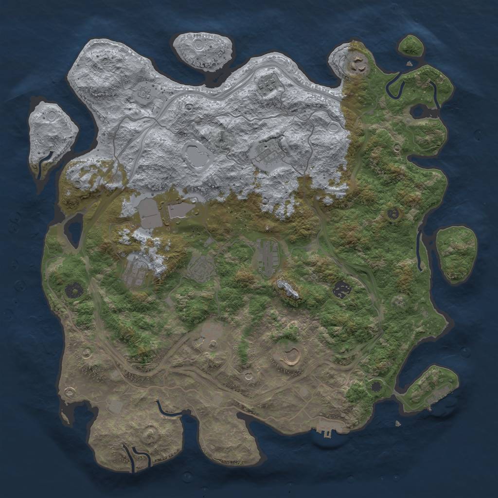 Rust Map: Procedural Map, Size: 4300, Seed: 205603538, 19 Monuments