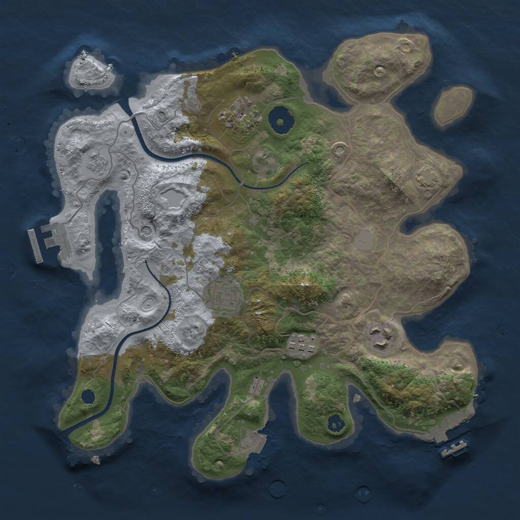 Rust Map: Procedural Map, Size: 3000, Seed: 911219652, 10 Monuments